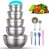 Wildone Rhrschsseln mit luftdichten Deckeln, 19-teiliges Set aus Edelstahl mit bunten BPA-freien Deckeln und extra tief, Gre 5, 2,5, 2, 1,5, 1,5, 1,5, 1 QT, ideal zum Mixen und Servieren