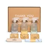 Moanah Bio Haushalts-Reiniger Starter-Set | Badreiniger + Allzweckreiniger + Glasreiniger | Putzen mit nachhaltigem Reinigungsmittel in 3 Glasflaschen (mit je 2 Nachfll-Pckchen)