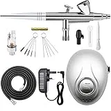 GANZTON Airbrush Set Double Action Airbrushpistole Luftkompressor Kit mit Kompressor und Verstellbarer Druck fr Ngel Tattoos Nailart Kuchen Makeup Modellbau und anderes Handwerk(EINWEGPACKUNG)