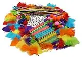 Grafix Groes Bastelset bestehend aus: 120 Wackelaugen, 60 Federn, 80 Pompons, 80 Eisstbchen, 36 Pfeifenputzern - Bastelmaterial fr Kinder und Erwachsene