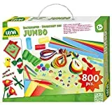 Lena 42629 Jumbo Bastelkoffer mit vielfltigem Material zum Basteln, mit Moosgummi, Buntpapier, Perlen, Pompon, Satinbnder, Knpfe, Kulleraugen und vielem mehr, ab 5 Jahre, bunt, 800 Teile