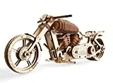 UGEARS Motorrad Modellbausatz - Holz DIY Technisches Modellbau Projekt - Bike VM-02 mit Gummibandmotor - Fr Fahrzeug Liebhaber und Biker  Sperrholz Modell mit Breitem Hinterrad - Edle Geschenkidee