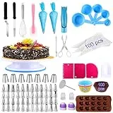 Alpacasso Zubehr zum Dekorieren von Kuchen 238 PCS Kuchen-Dekorations-Kits mit drehbarem Plattenspieler-Stnder, Richtmaschine, 48 Zuckergussspitzen, 100 Einwegbeuteln, Schokoladenform.