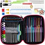 Anpro Hkelnadel Set mit 100 pcs Stricknadeln Zubehre und Tasche in verschiedenen Gren, Bunt, EINWEG